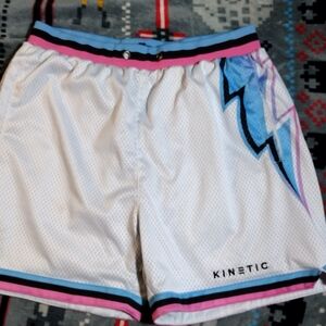 Kinetic White and Blue Men's Athletic Shorts